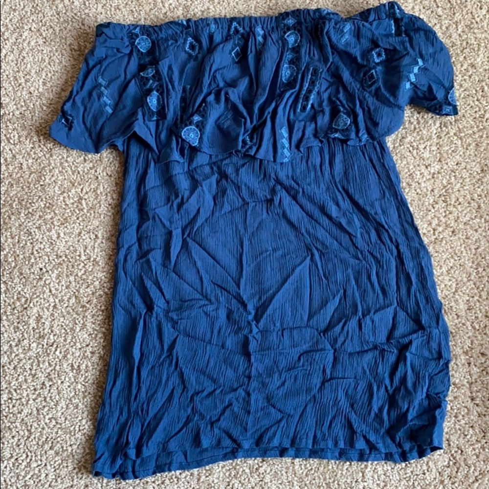 Blue Off-The-Shoulder Shirt